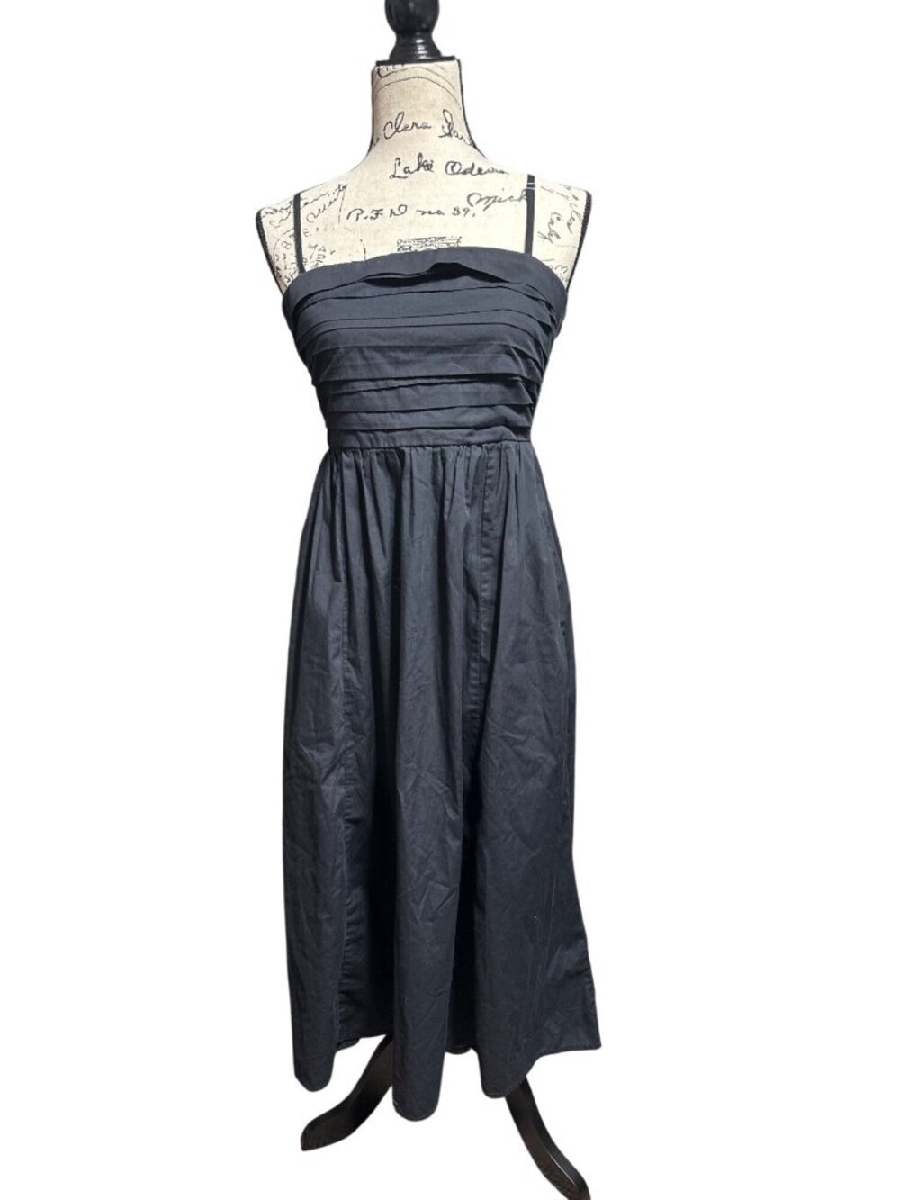 Abercrombie & Fitch Black Pleated Maxi Dress XS Cotton Blend With Adjustable Spa